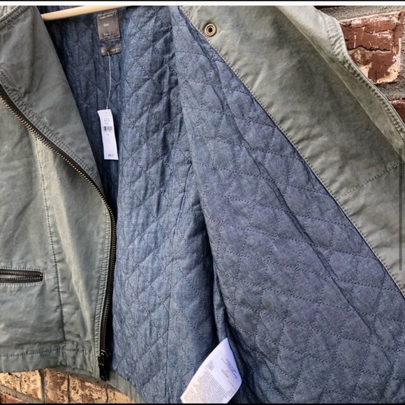 GAP Green Quilted Moto Jacket medium - Picture 2 of 7